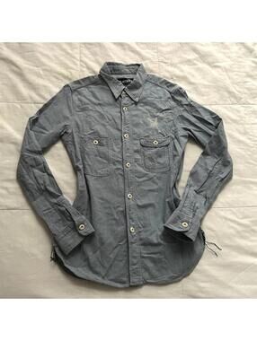 Hysteric Glamour Playboy Chambray Button Down Shirt Indie Sleaze XS Japan